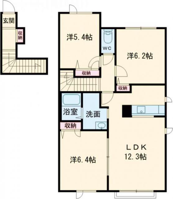 CURAVIE A(3LDK/2階)の間取り写真