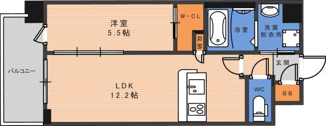 スプランディッド天王寺サウス(1LDK/4階)の間取り写真