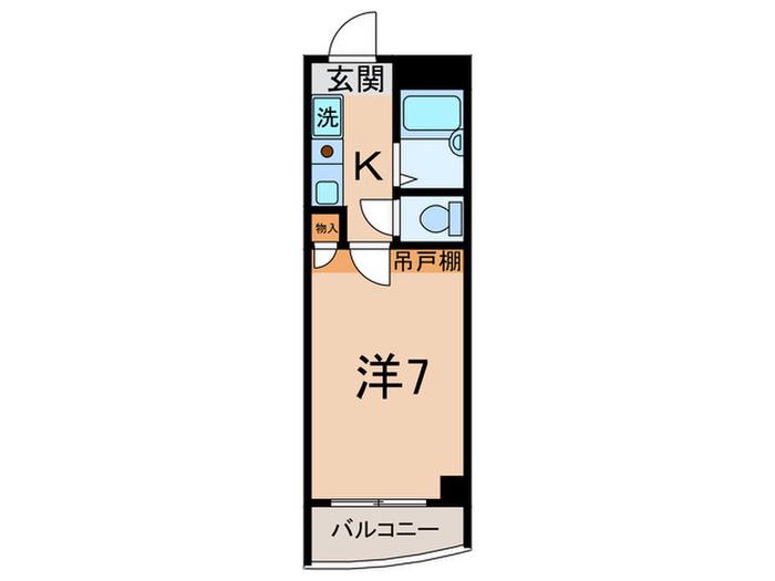 ヴァル浜崎通(1K/7階)の間取り写真