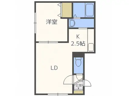 グローリー麻生(1LDK/2階)の間取り写真