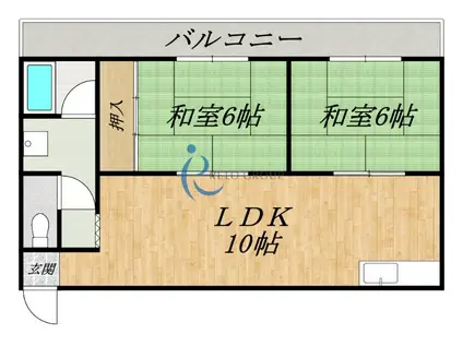 大洋ハイツ(2LDK/4階)の間取り写真