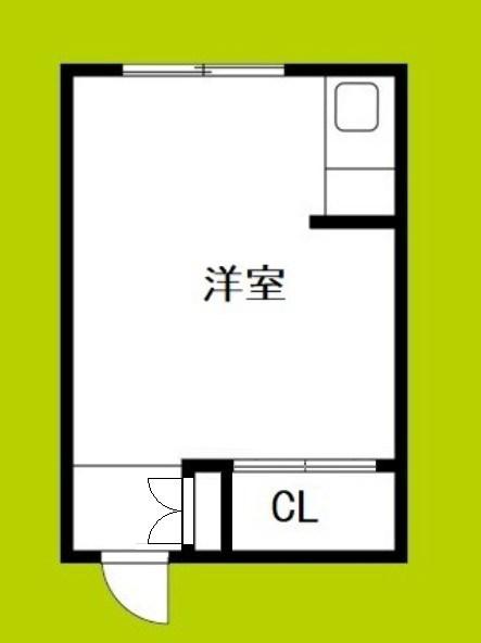孔雀ハウス(ワンルーム/2階)の間取り写真