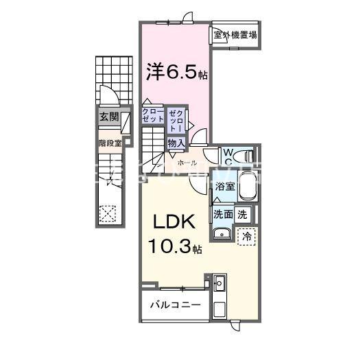 エスポワール池浦(1LDK/2階)の間取り写真