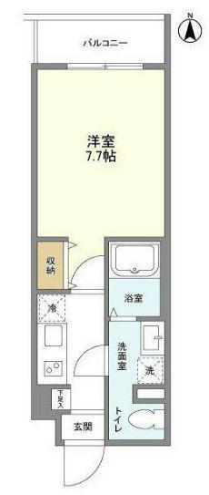 パルムクレスト武蔵小山 ノース棟(1K/3階)の間取り写真