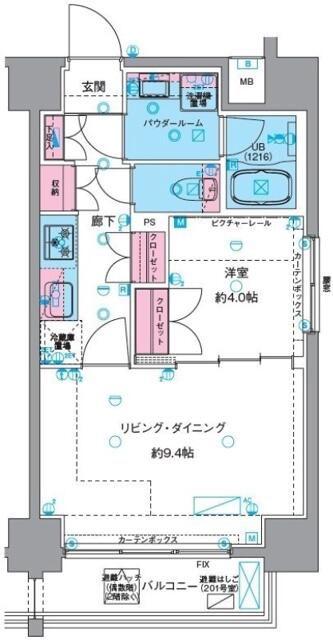 ジェノヴィア浅草VIスカイガーデン(1LDK/3階)の間取り写真