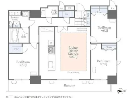 BLESS三軒茶屋イースト(3LDK/16階)の間取り写真