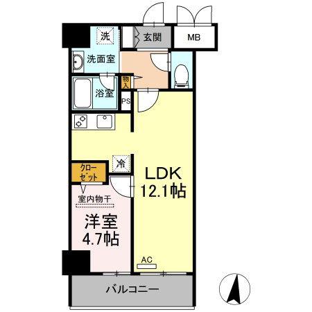 テゾーロ行橋(1LDK/4階)の間取り写真