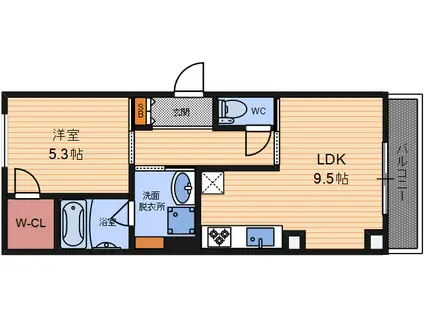 KAIACIA(1LDK/2階)の間取り写真