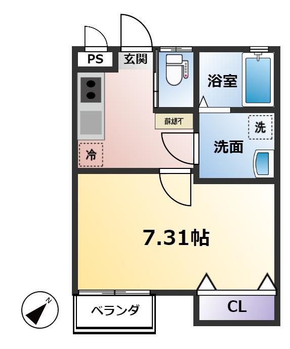 アフェット松戸(1K/1階)の間取り写真