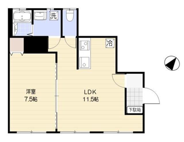 CINQ SHIROKANETAKANAWA(1LDK/1階)の間取り写真