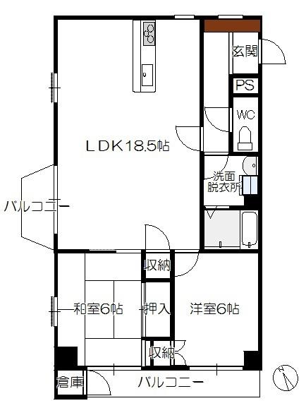 メゾンデューク(2LDK/2階)の間取り写真