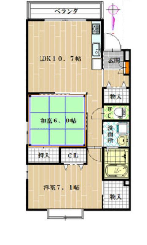 メディオII(2LDK/3階)の間取り写真
