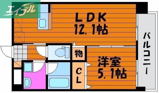 サウスイン奥田(1LDK/4階)の間取り写真