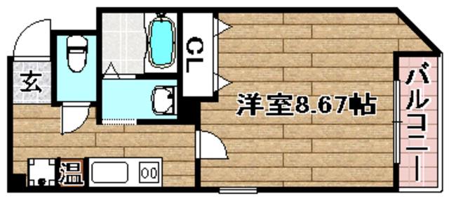 ラ・フォンテ摂津富田(1K/3階)の間取り写真
