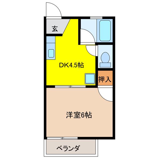 コーポラス林町(1DK/1階)の間取り写真