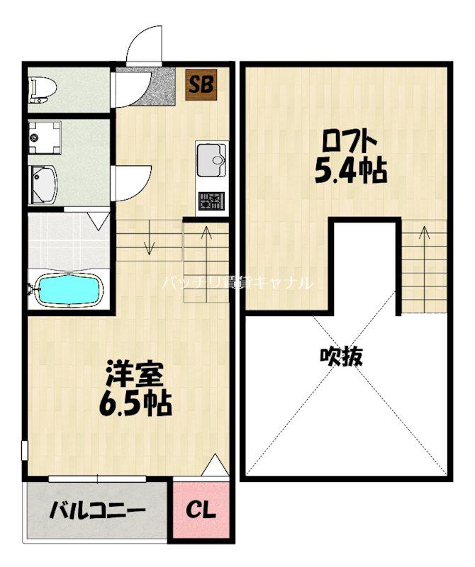 ハーモニーテラス香椎IV(1K/1階)の間取り写真