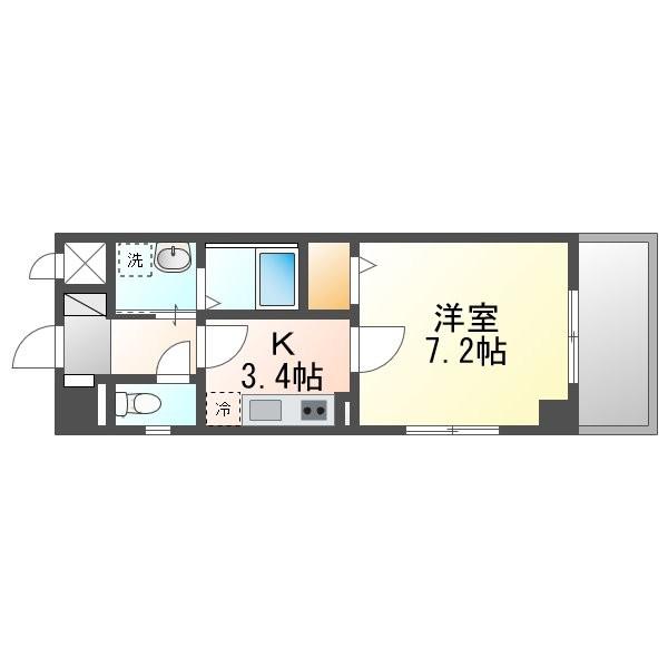 アークヒルズII(1K/6階)の間取り写真