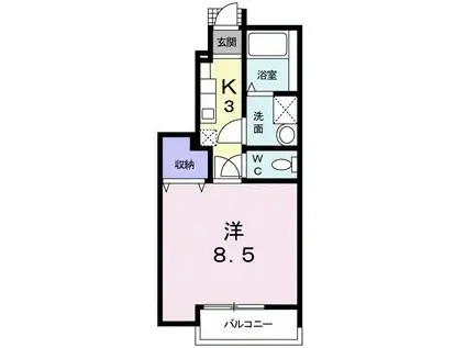 グリーンコートA(1K/1階)の間取り写真