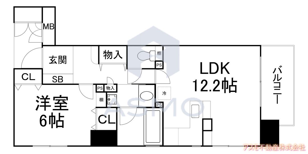 アーデン上本町(1LDK/4階)の間取り写真