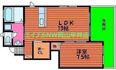 グランクレスト B(1LDK/1階)の間取り写真