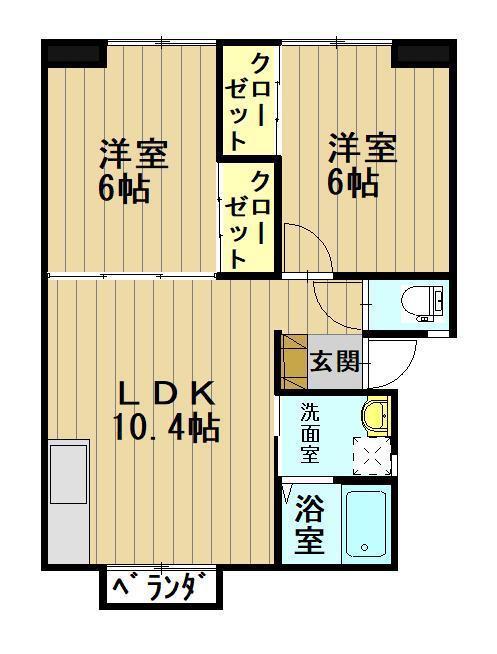 ミニオンハイツ(2LDK/2階)の間取り写真