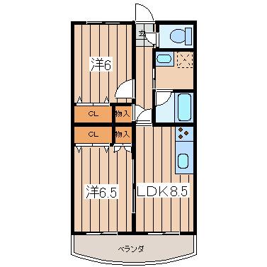 ドゥフォレストI(2LDK/3階)の間取り写真