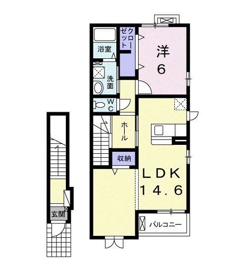 VILLA Y V(1LDK/2階)の間取り写真