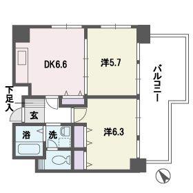 アミューゼ高砂(2DK/3階)の間取り写真