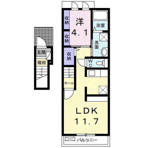 グランツ光 1LDK(1LDK/2階)の間取り写真