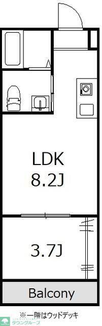 ひなたと春風のラテ(1LDK/2階)の間取り写真