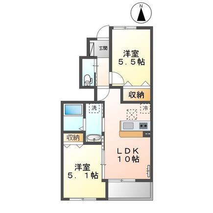 フィレンテ KF(2LDK/1階)の間取り写真