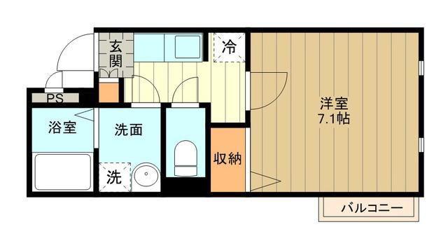 ヴェルドール立川(1K/3階)の間取り写真