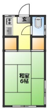 竹内荘(1K/2階)の間取り写真