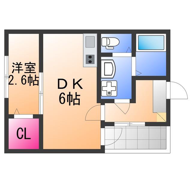 賑町シーエム・ディス(1DK/1階)の間取り写真
