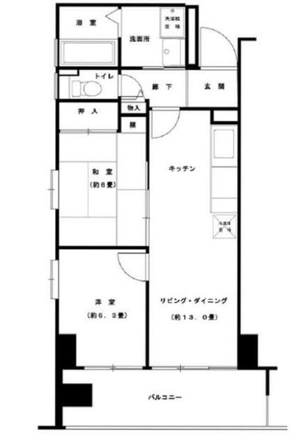 ルリエ横浜長者町(2LDK/12階)の間取り写真