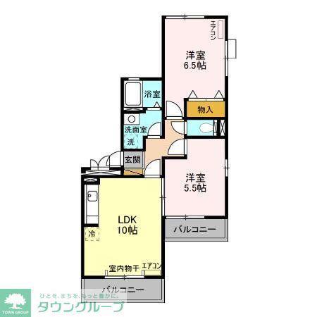 アルファタウン天王台(2LDK/3階)の間取り写真