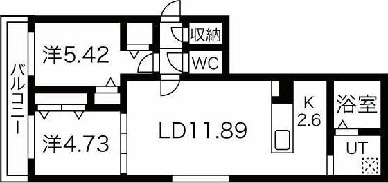 シティレジデンス南9条(2LDK/5階)の間取り写真