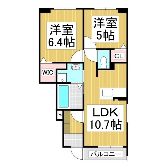 プラッツ・ルーエ(2LDK/1階)の間取り写真