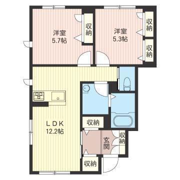 クオーレ(2LDK/1階)の間取り写真