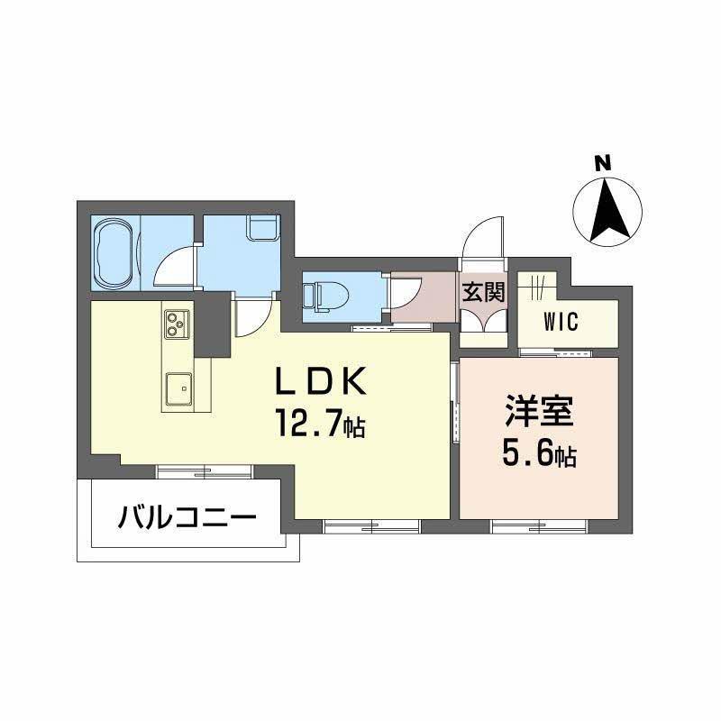 チェルシー 西津田 イースト(1LDK/1階)の間取り写真