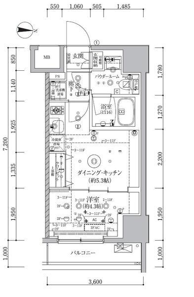 アルテシモ クレルトルテ(1DK/3階)の間取り写真