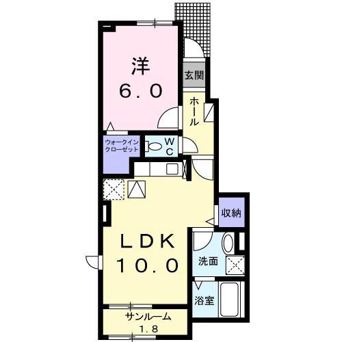 リーオ II(1LDK/1階)の間取り写真