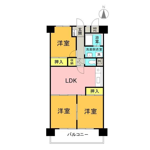 エクセレンス新栄(3LDK/4階)の間取り写真