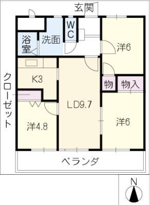 公和ビル(3LDK/1階)の間取り写真