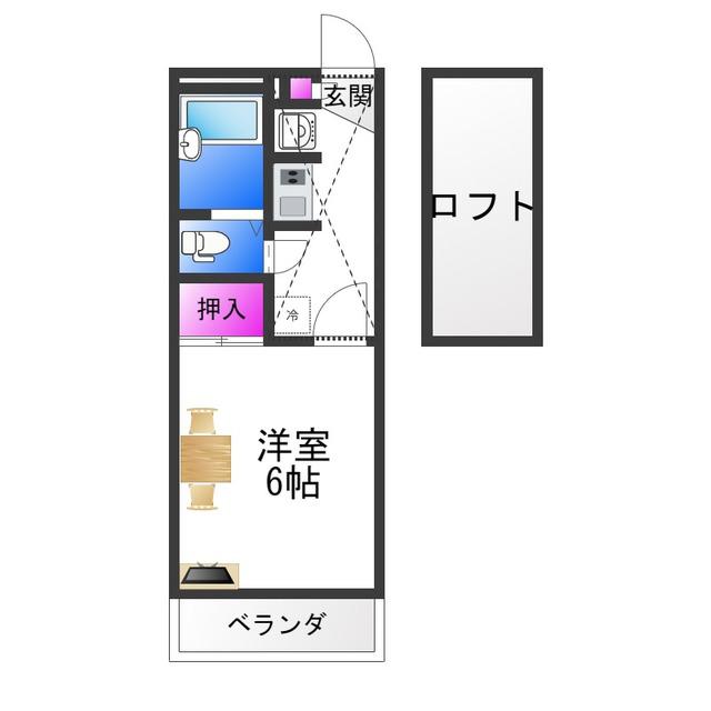 レオパレスオールージュ(1K/1階)の間取り写真