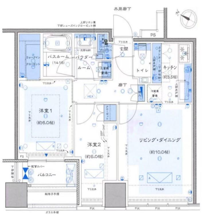 プレミストタワー白金高輪(2LDK/31階)の間取り写真