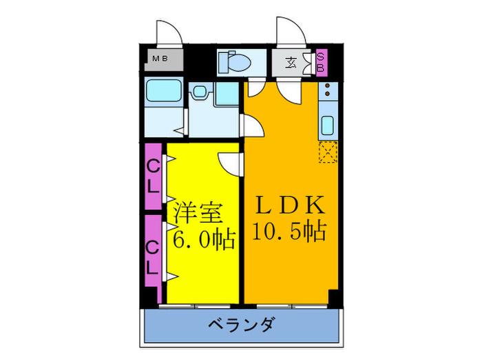 CITYHEIGHTS SARUKI(1LDK/5階)の間取り写真
