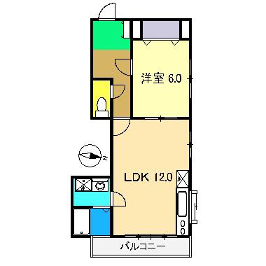 サンセベリア(1LDK/2階)の間取り写真