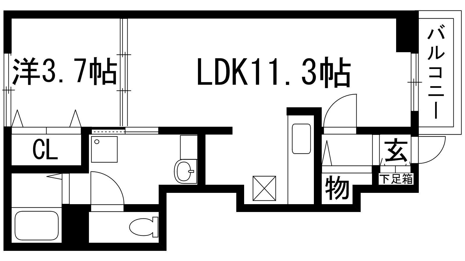 プロムナード笹部(1LDK/1階)の間取り写真