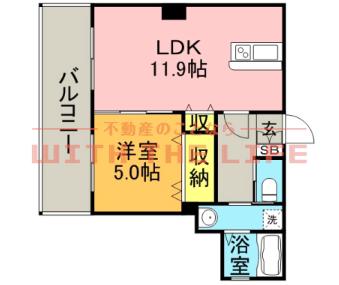 ロイヤルタワー花畑駅前(1LDK/5階)の間取り写真